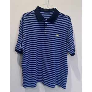 Masters Collection Mens XL Blue Navy Stripe‎ Polo Shirt 100% Pima Cotton Golf